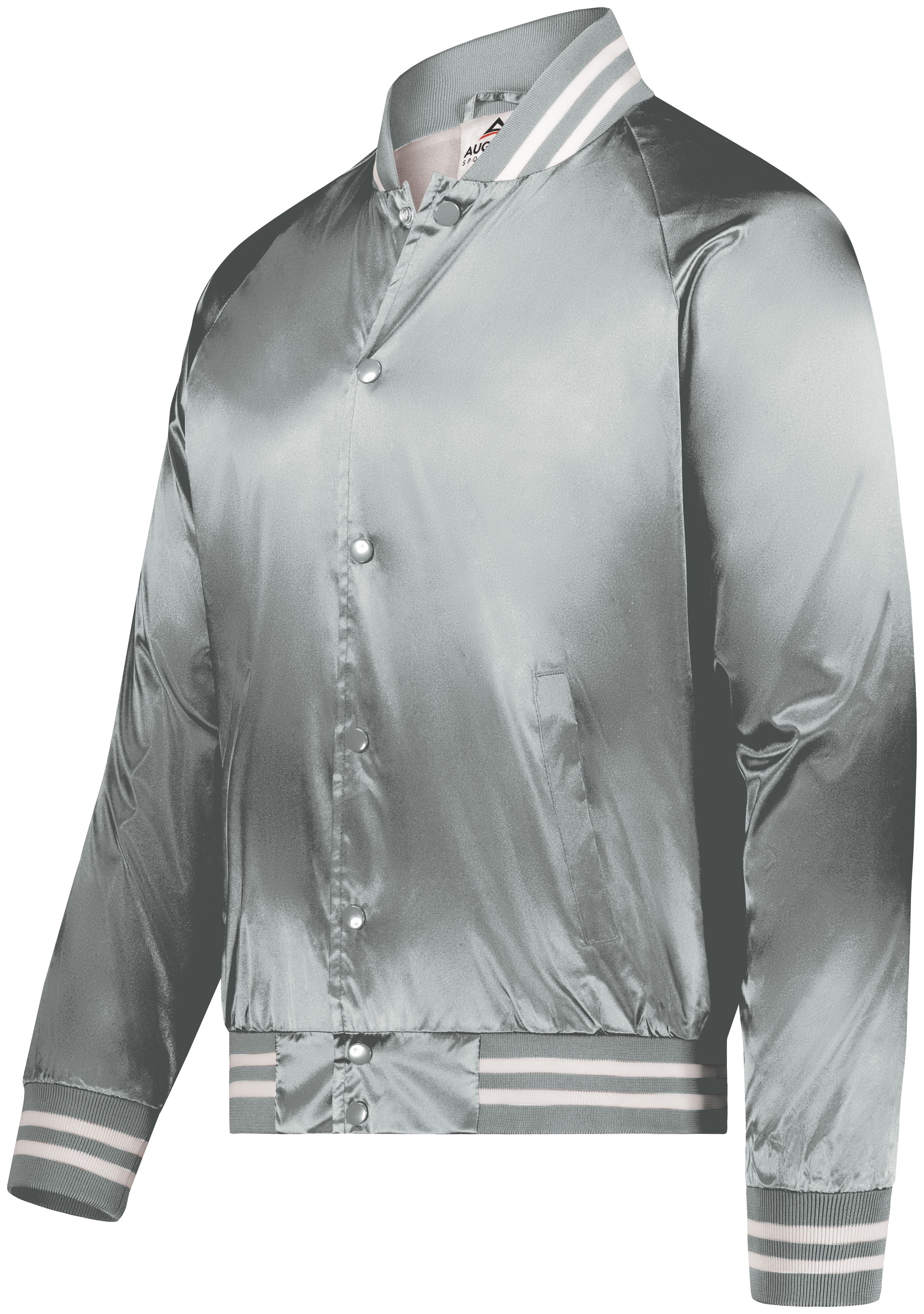 Satin Baseball Jacket/Striped Trim