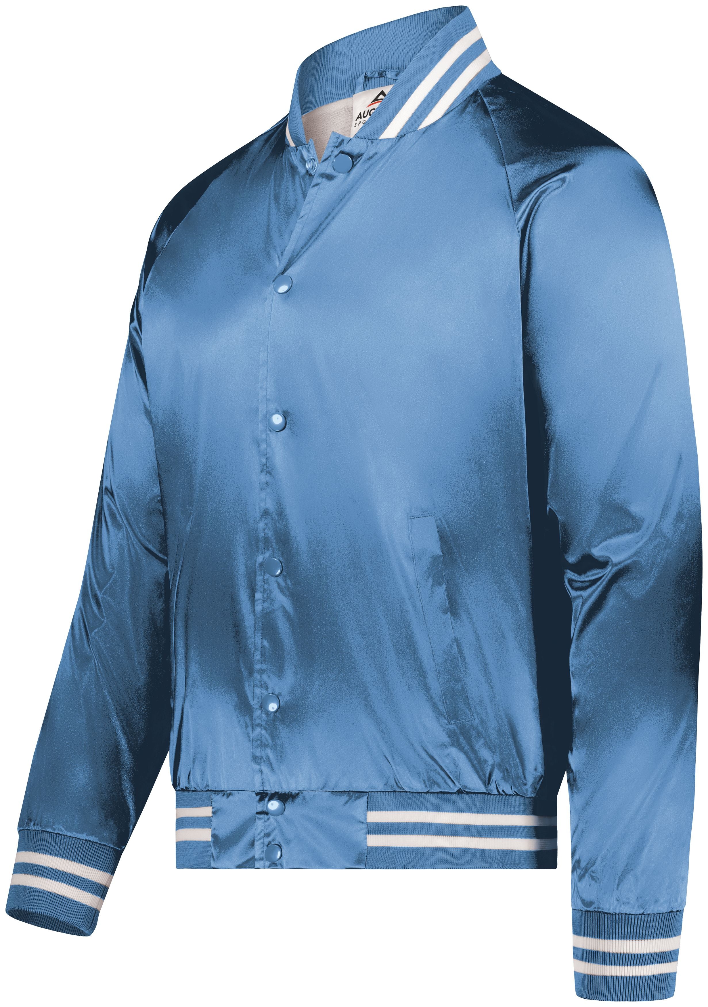 Satin Baseball Jacket/Striped Trim