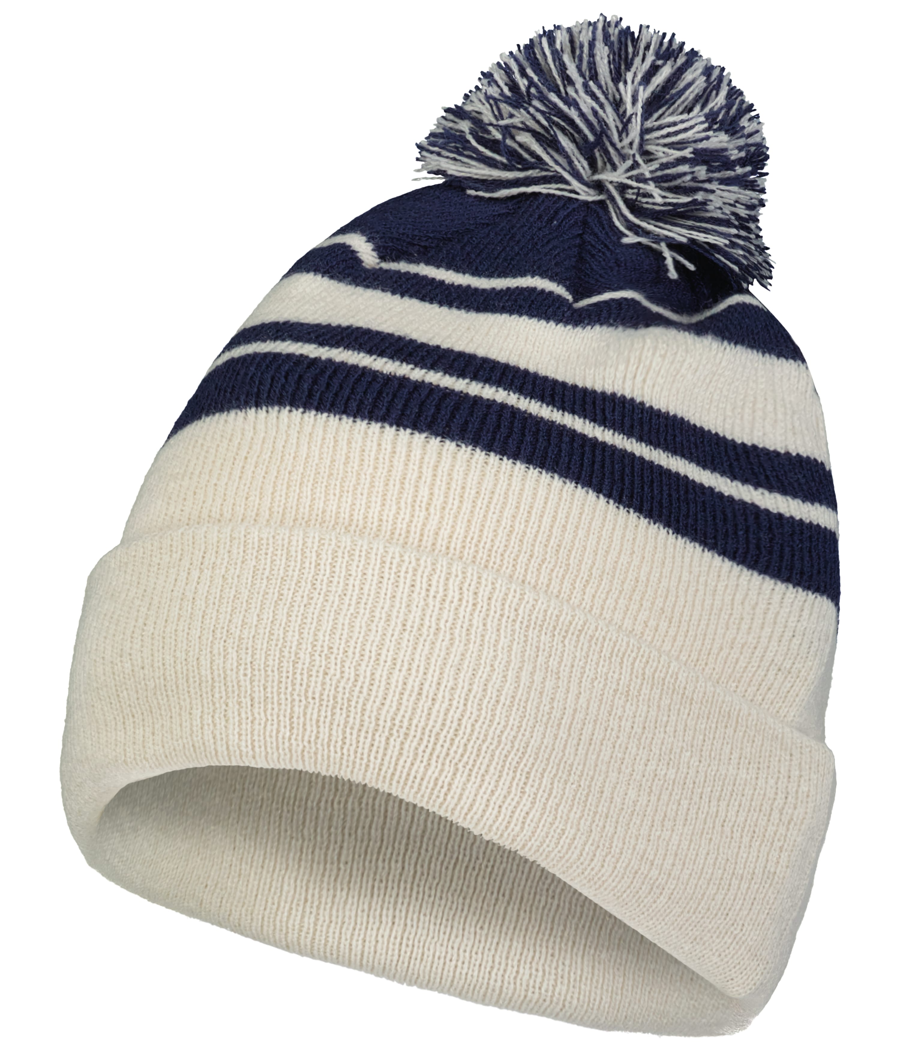 Knit Fold Over Pom-Pom Beanie