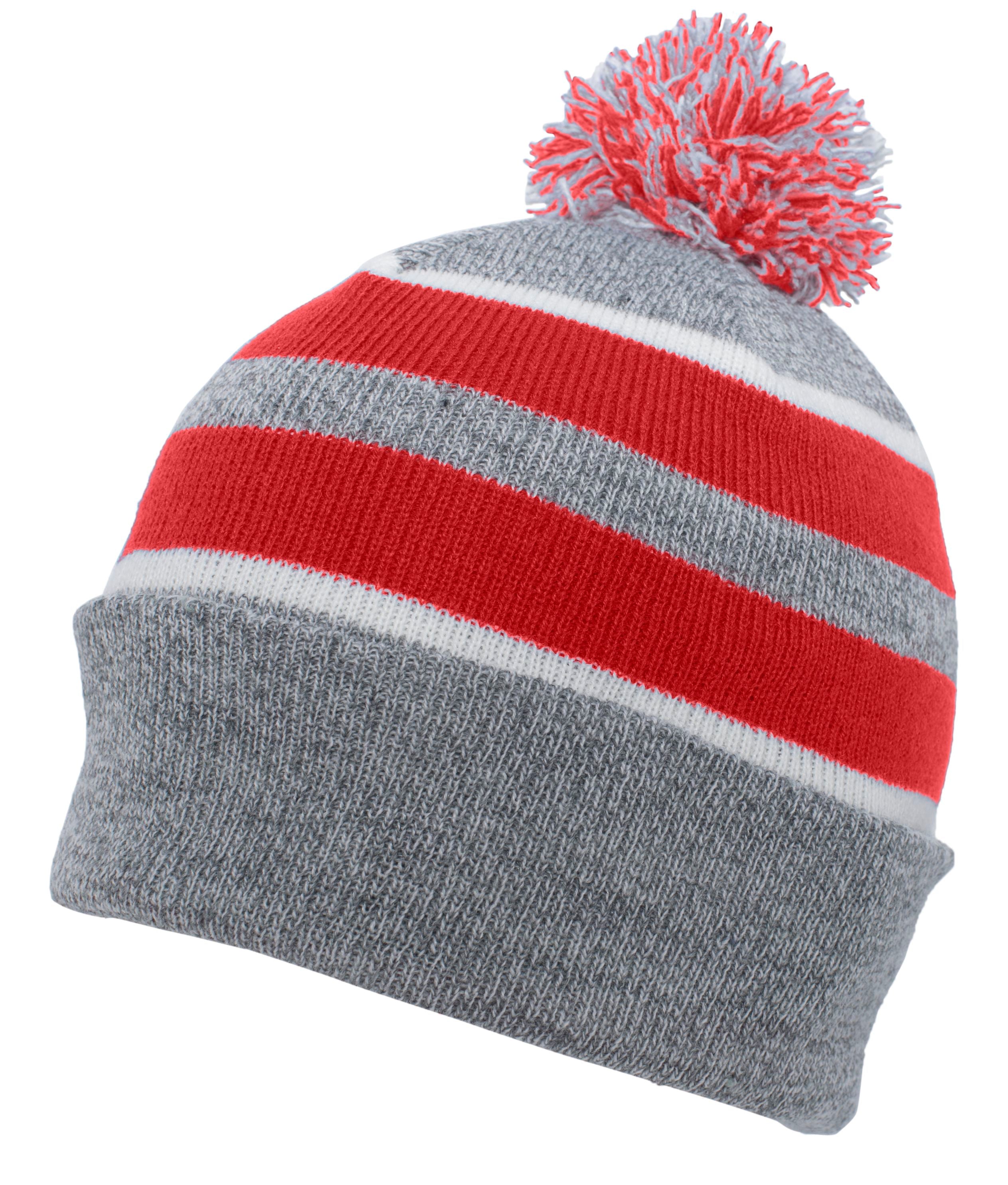 Knit Fold Over Pom-Pom Beanie